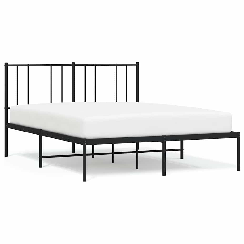 Vidaxl bedframe met hoofdbord metaal zwart 150x200 cm