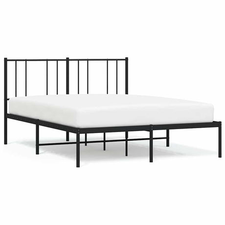 Vidaxl bedframe met hoofdbord metaal zwart 150x200 cm