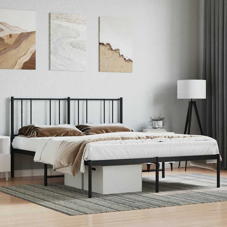 Vidaxl bedframe met hoofdbord metaal zwart 160x200 cm