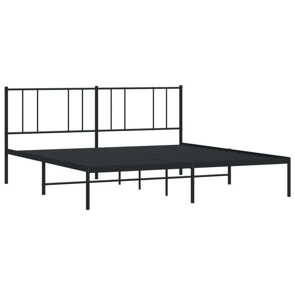 Vidaxl bedframe met hoofdbord metaal zwart 180x200 cm
