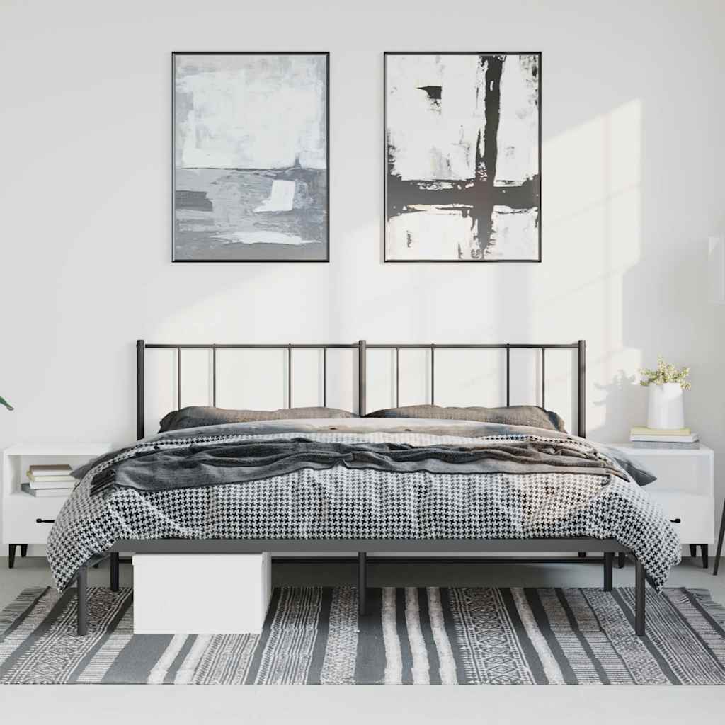 Vidaxl bedframe met hoofdbord metaal zwart 183x213 cm