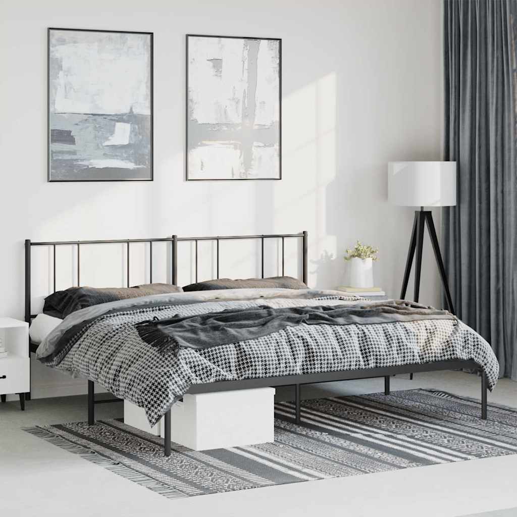 Vidaxl bedframe met hoofdbord metaal zwart 183x213 cm