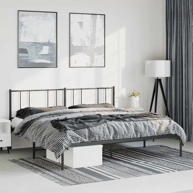 Vidaxl bedframe met hoofdbord metaal zwart 183x213 cm