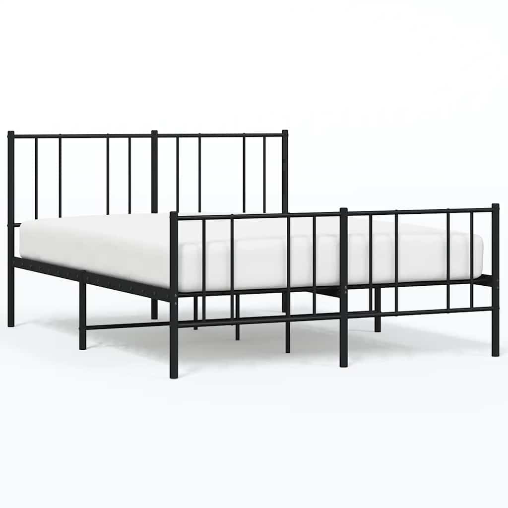 Vidaxl bedframe met hoofd- en voeteneinde metaal zwart 120x200 cm