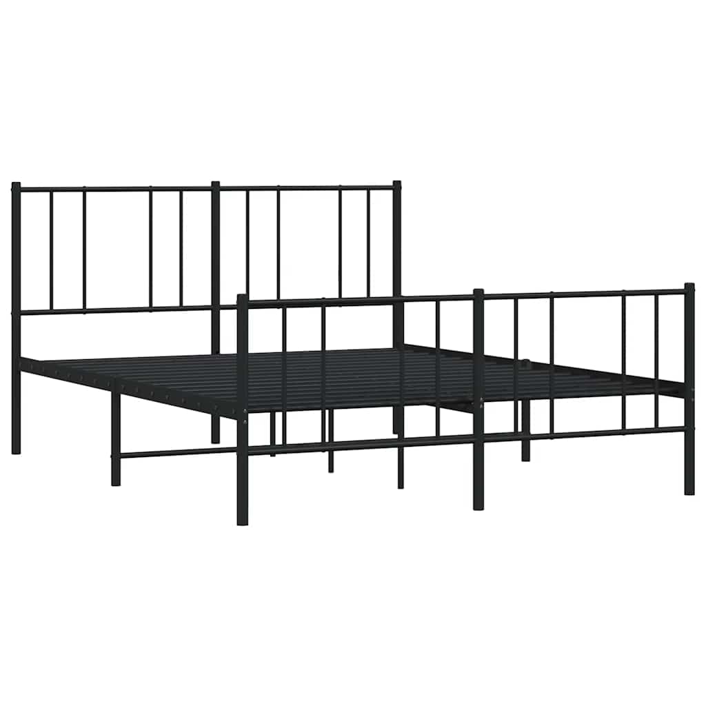 Vidaxl bedframe met hoofd- en voeteneinde metaal zwart 140x190 cm