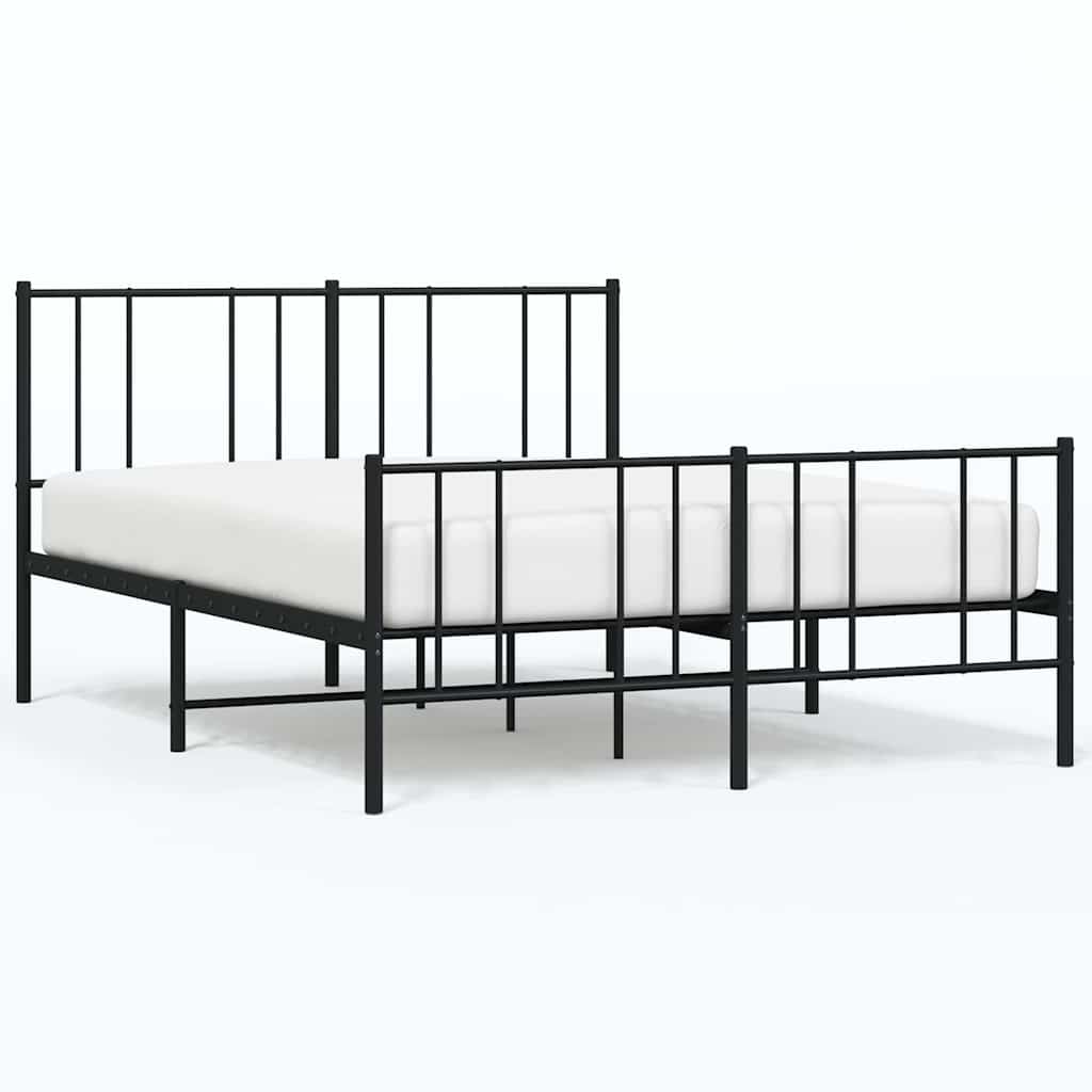 Vidaxl bedframe met voetbord zonder matras metaal zwart 160x200 cm