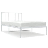 Vidaxl bedframe met hoofdbord zonder matras metaal wit 75x190 cm