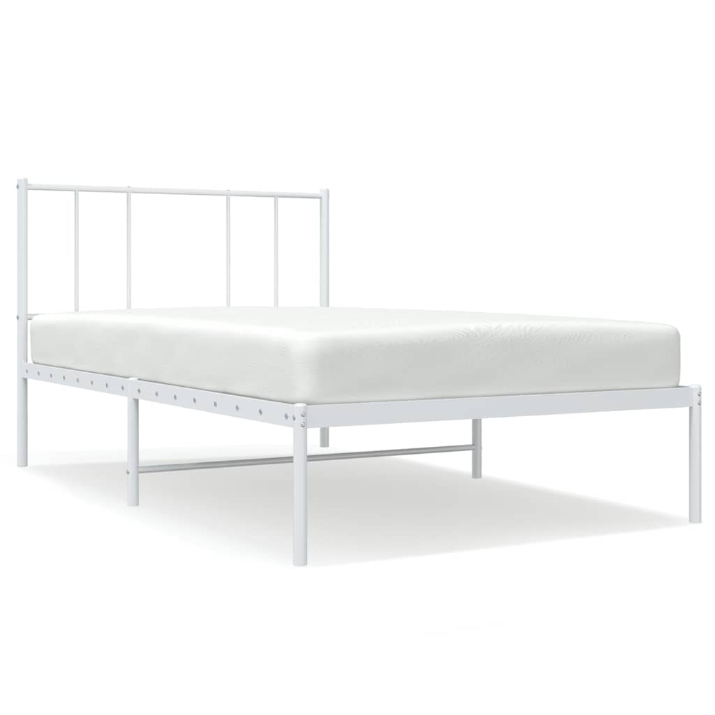Vidaxl bedframe met hoofdbord metaal wit 100x200 cm