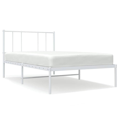 Vidaxl bedframe met hoofdbord metaal wit 107x203 cm