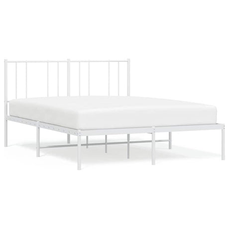 Vidaxl bedframe met hoofdbord metaal wit 135x190 cm