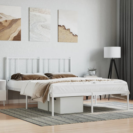Vidaxl bedframe met hoofdbord metaal wit 140x190 cm