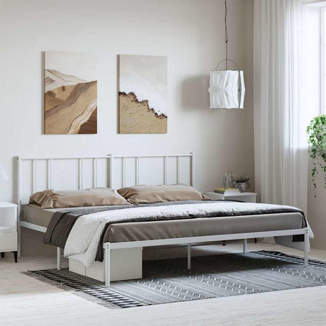 Vidaxl bedframe met hoofdbord metaal wit 193x203 cm