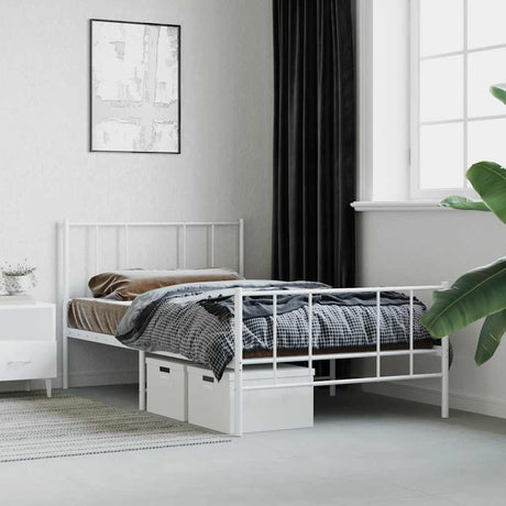Vidaxl bedframe met hoofd- en voeteneinde metaal wit 80x200 cm