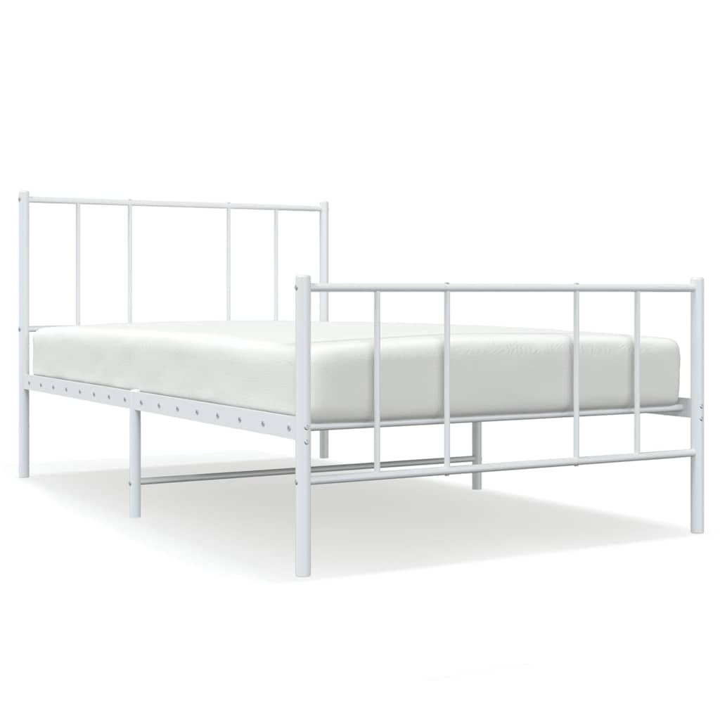 Vidaxl bedframe met hoofd- en voeteneinde metaal wit 100x200 cm
