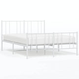 Vidaxl bedframe met hoofd- en voeteneinde metaal wit 150x200 cm