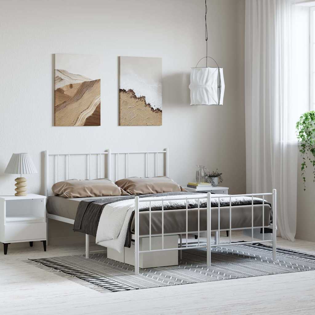 Vidaxl bedframe met hoofd- en voeteneinde metaal wit 150x200 cm