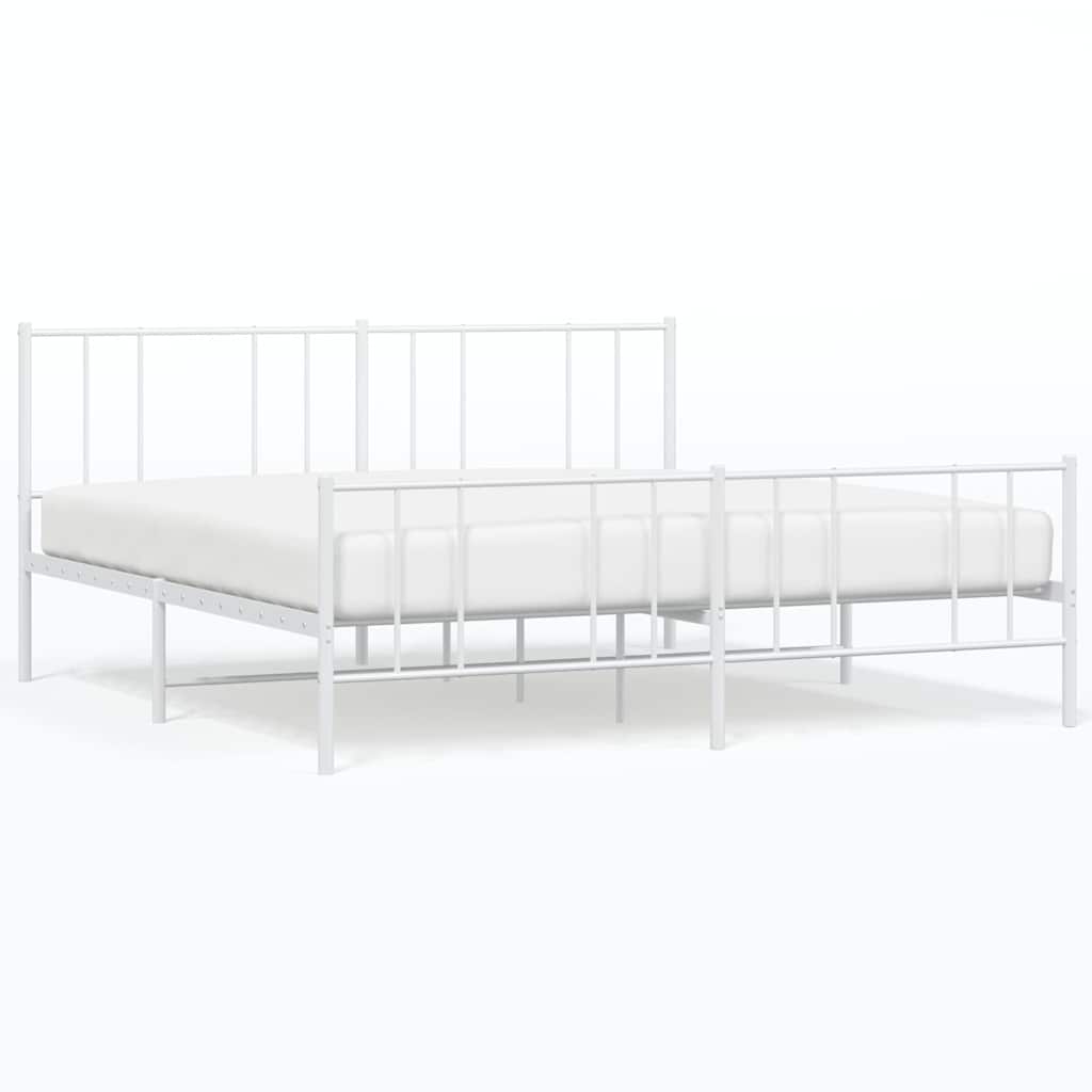 Vidaxl bedframe met hoofd- en voeteneinde metaal wit 183x213 cm