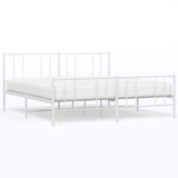 Vidaxl bedframe met hoofd- en voeteneinde metaal wit 183x213 cm