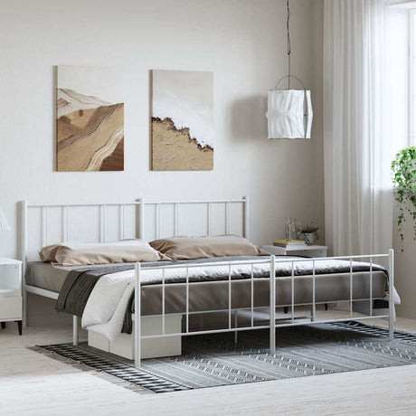 Vidaxl bedframe met hoofd- en voeteneinde metaal wit 183x213 cm