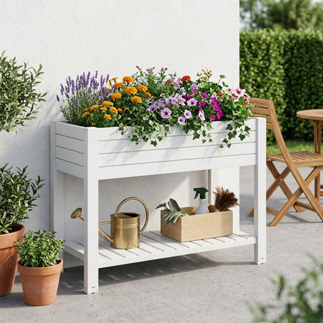 Vidaxl plantenbak verhoogd 110x45x79 cm polypropeen wit