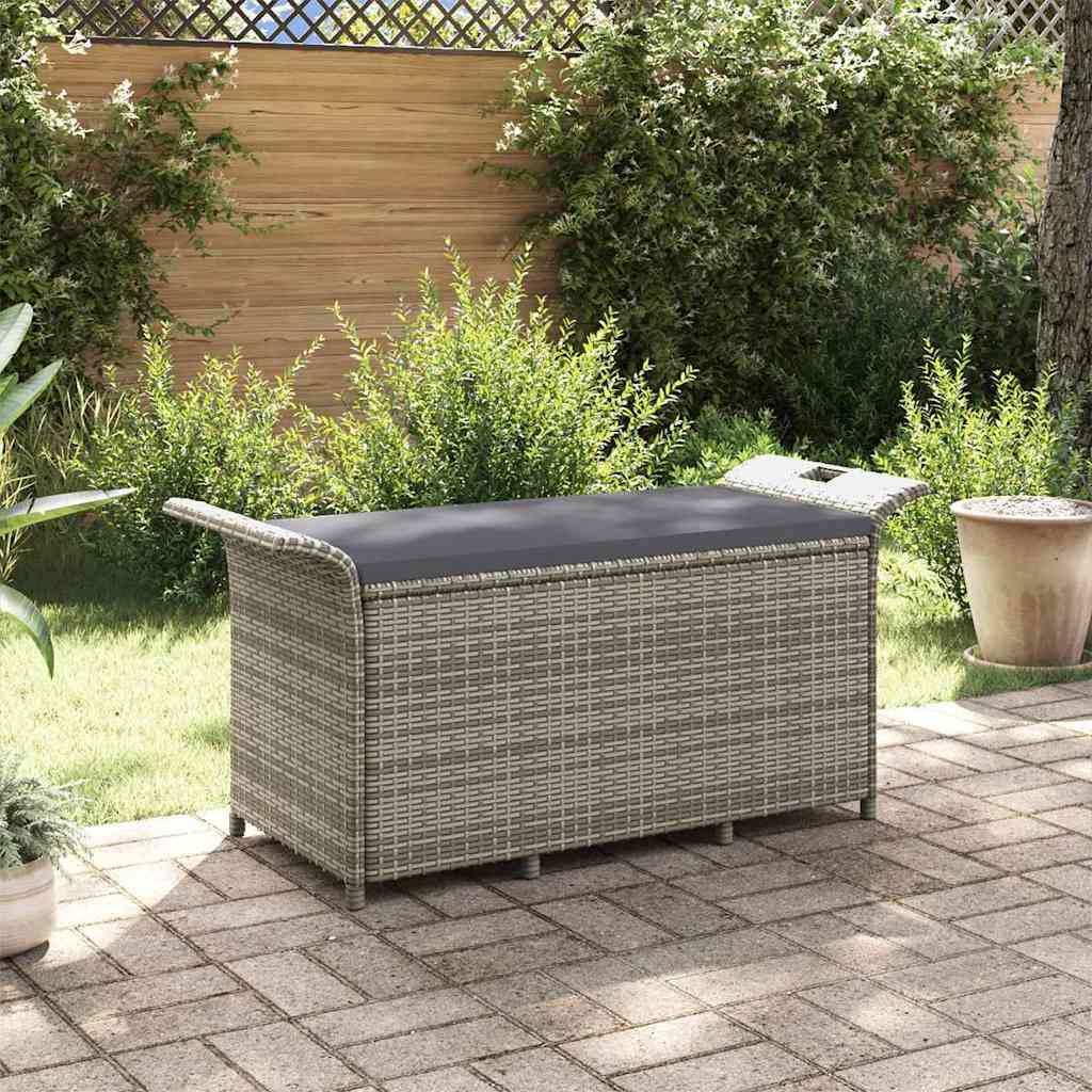 Vidaxl tuinbank met kussen 116x46x57 cm poly rattan grijs