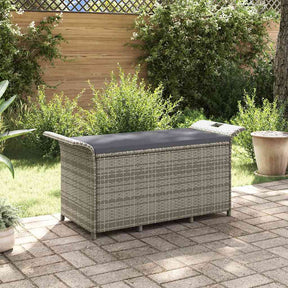 Vidaxl tuinbank met kussen 116x46x57 cm poly rattan grijs