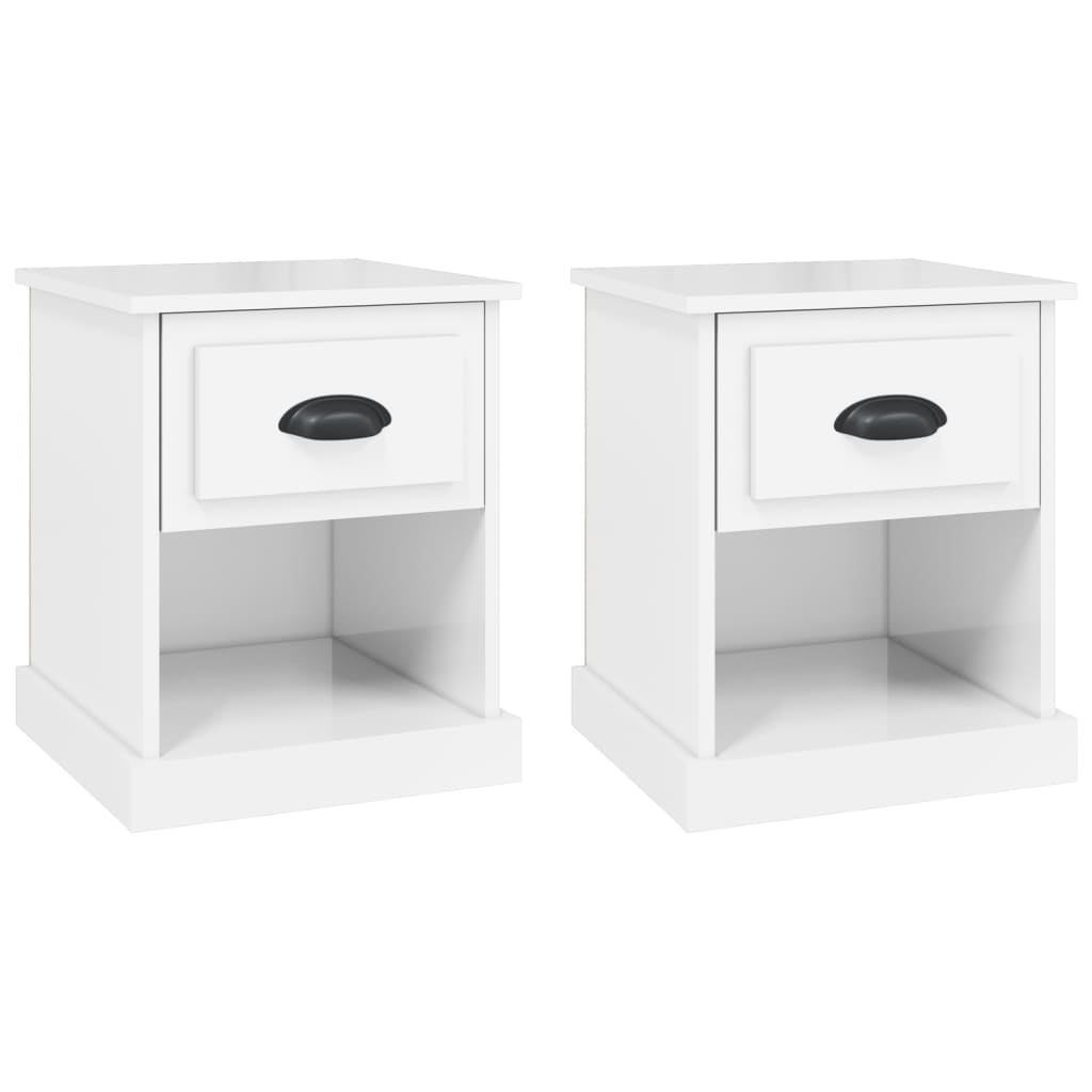 Vidaxl nachtkastjes 2 st 39x39x47,5 cm bewerkt hout hoogglans wit