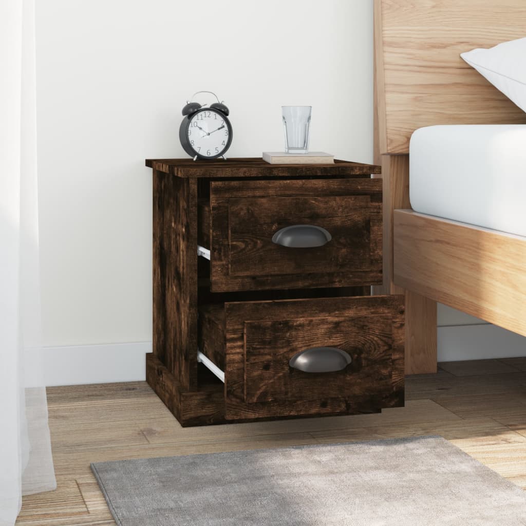Vidaxl nachtkastje 39x39x47,5 cm bewerkt hout gerookt eiken