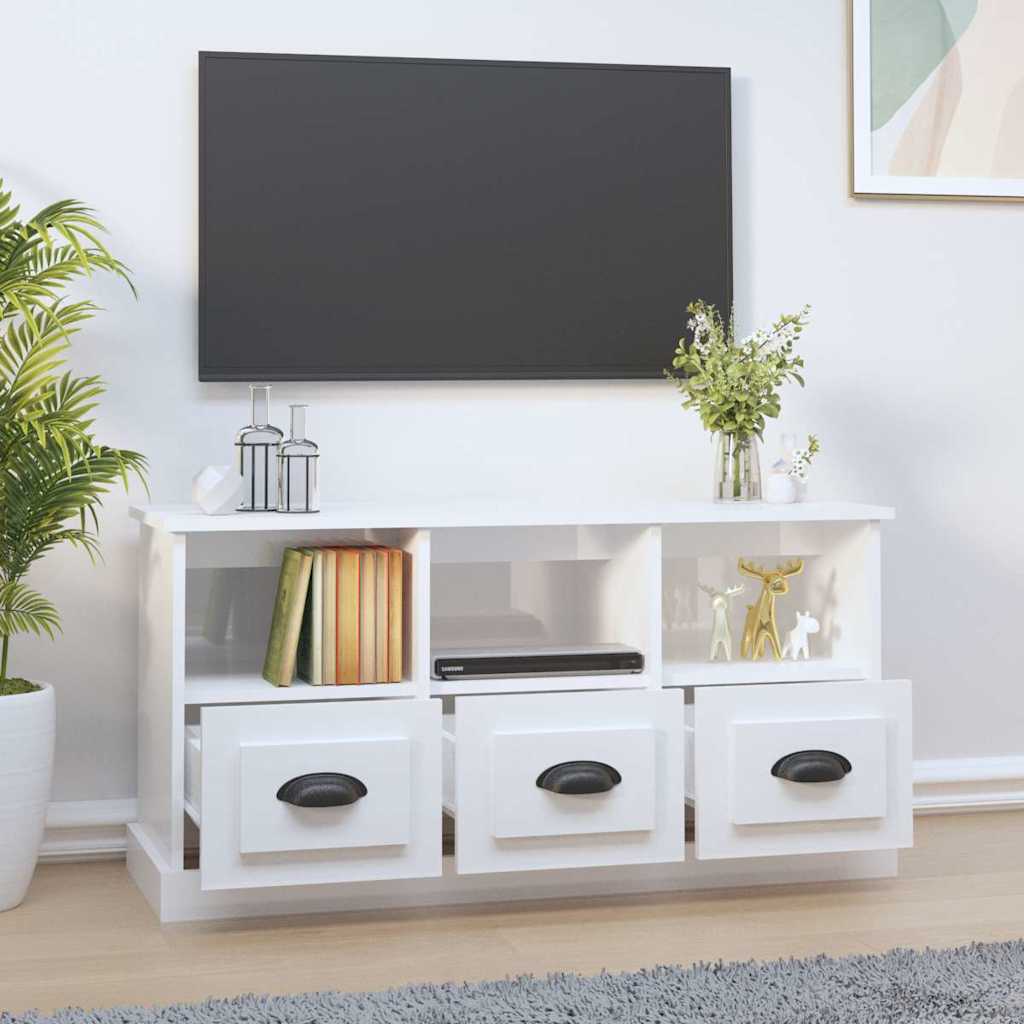 Vidaxl tv-meubel 100x35x50 cm bewerkt hout hoogglans wit