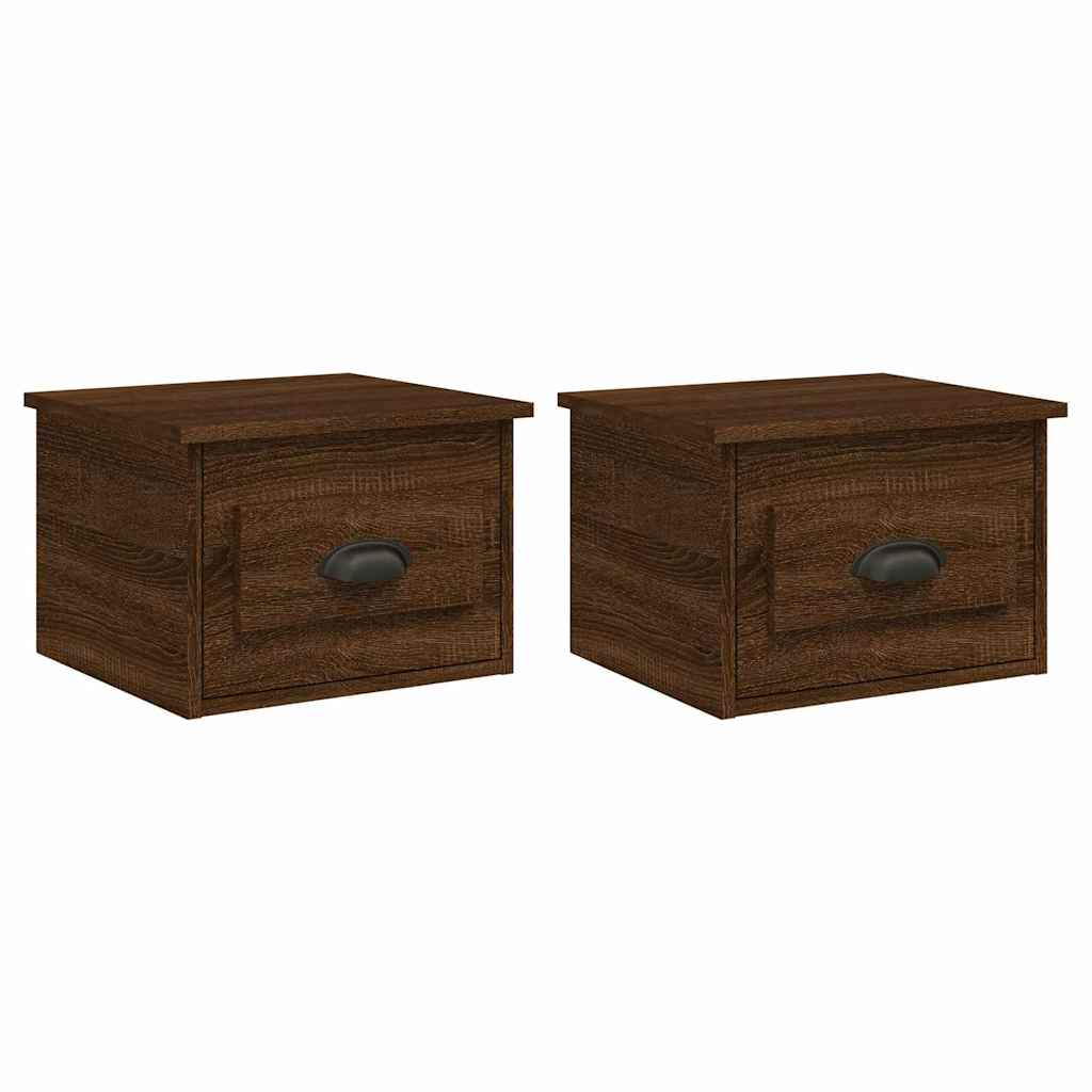 Vidaxl nachtkastjes 2 st wandgemonteerd 41,5x36x28 cm bruin eikenkleur