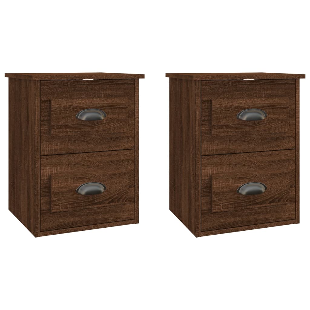 Vidaxl nachtkastjes 2 st wandgemonteerd 41,5x36x53 cm bruin eikenkleur