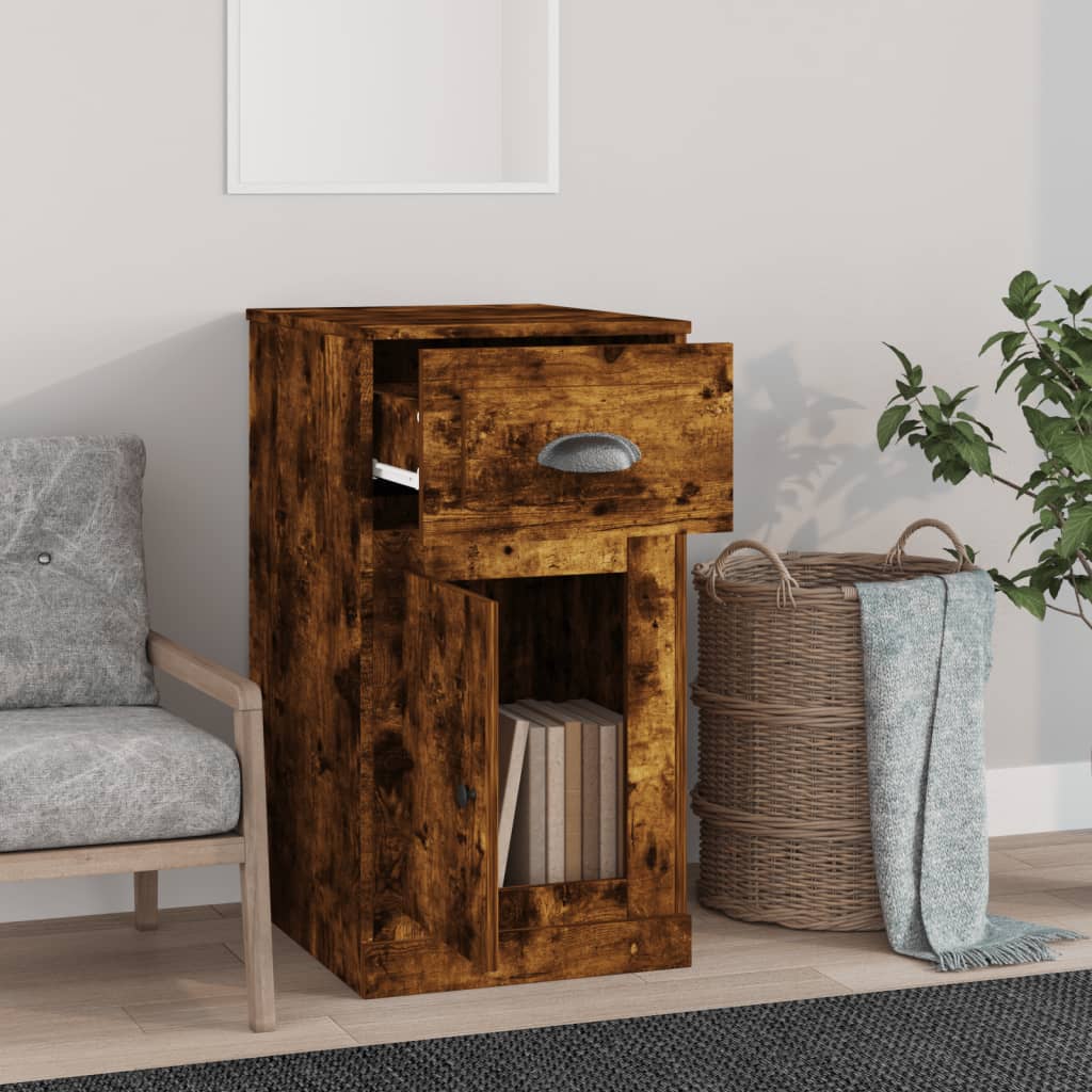 Vidaxl bijzetkast met lade 40x50x75 cm bewerkt hout gerookt eikenkleur