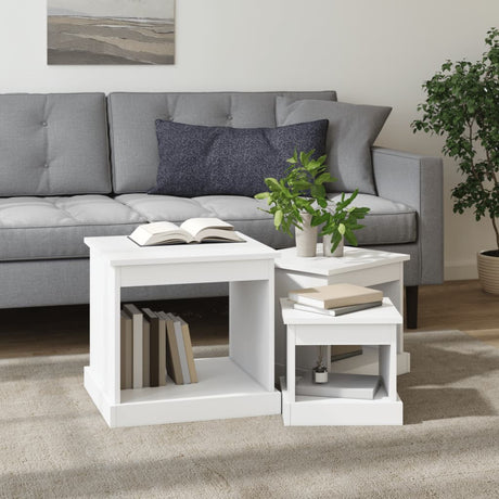 Vidaxl 3-delige salontafelset bewerkt hout wit