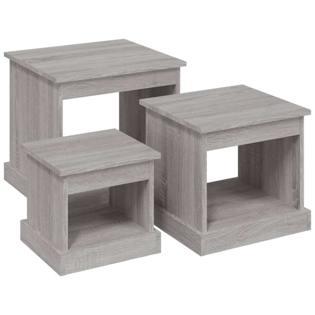 Vidaxl 3-delige salontafelset bewerkt hout grijs sonoma eikenkleurig