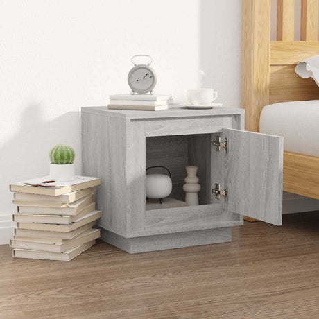 Vidaxl nachtkastje 44x35x45 cm bewerkt hout grijs sonoma eikenkleurig