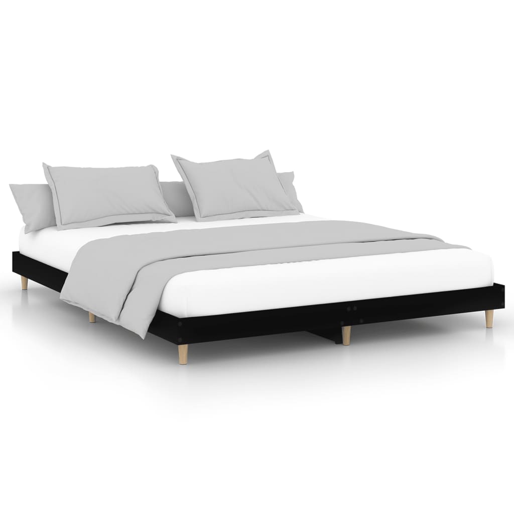 Vidaxl bedframe massief hout zwart 200x200 cm