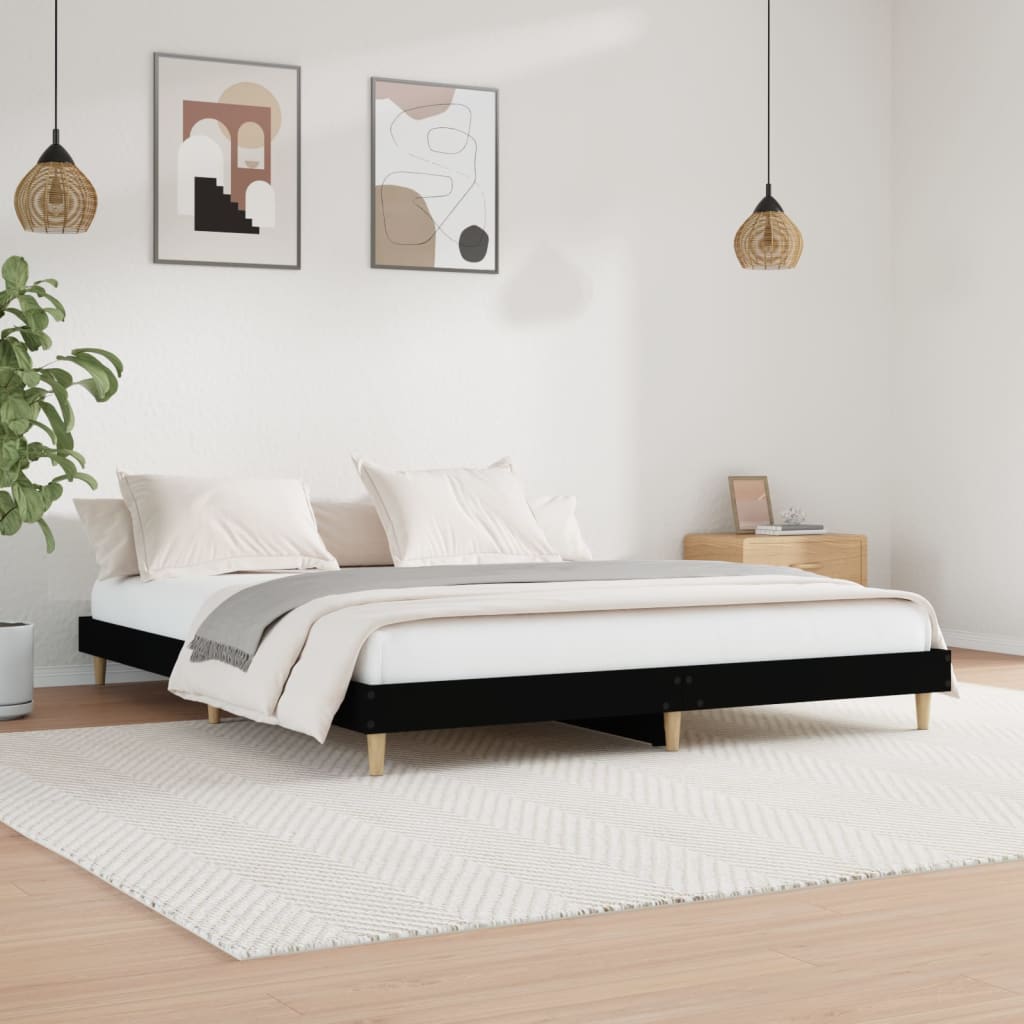 Vidaxl bedframe massief hout zwart 200x200 cm