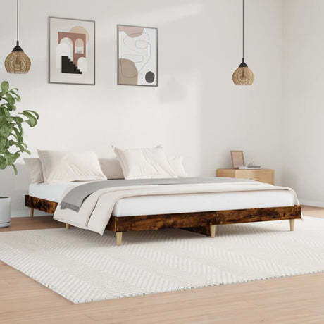 Vidaxl bedframe zonder matras 200x200 cm spaanplaat gerookt eiken