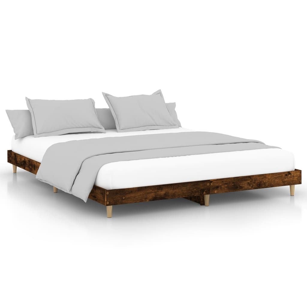 Vidaxl bedframe zonder matras hout gerookt eikenkleurig 150x200 cm