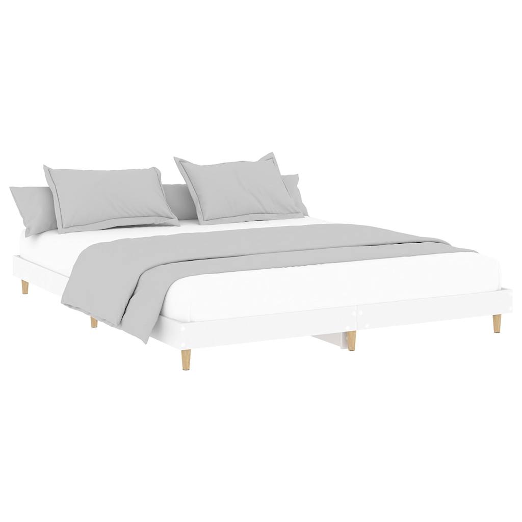 Vidaxl bedframe led massief hout wit 120x200 cm