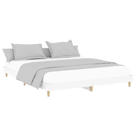 Vidaxl bedframe led massief hout wit 120x200 cm