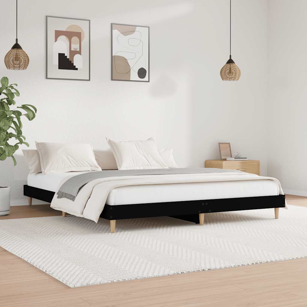 Vidaxl bedframe bewerkt hout zwart 120x200 cm