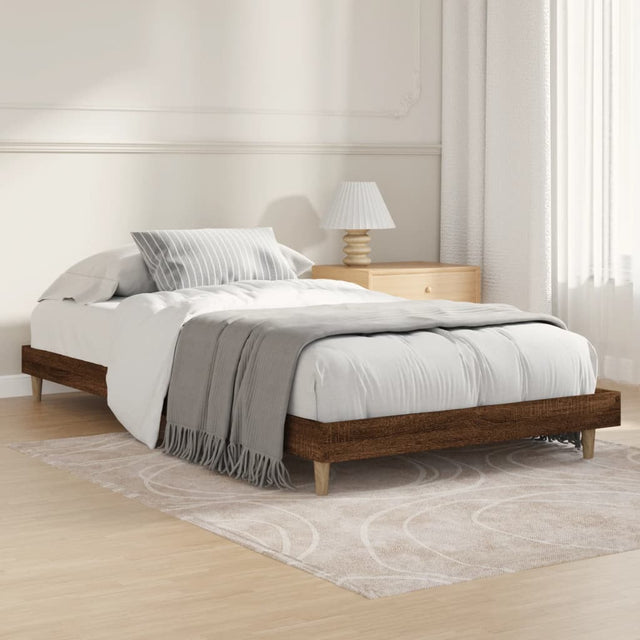 Vidaxl bedframe zonder matras bewerkt hout bruin eikenkleur 100x200 cm