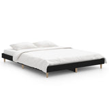 Vidaxl bedframe led massief hout zwart 140x190 cm