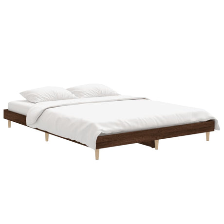 Vidaxl bedframe bewerkt hout bruin eikenkleur 135x190 cm
