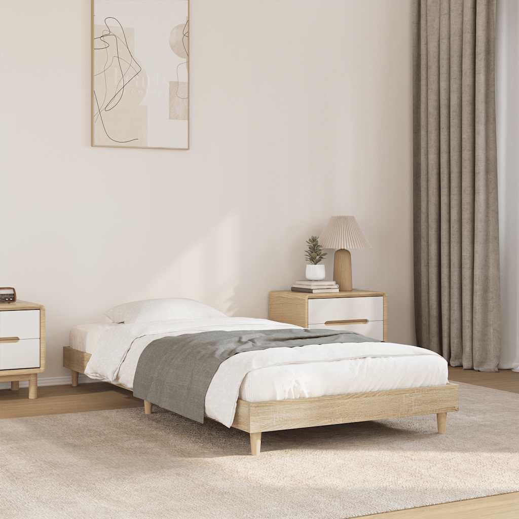 Vidaxl bedframe zonder matras hout sonoma eikenkleurig 75x190 cm