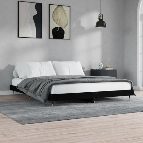 Vidaxl bedframe massief hout zwart 200x200 cm