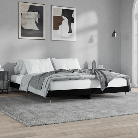 Vidaxl bedframe massief hout zwart 200x200 cm