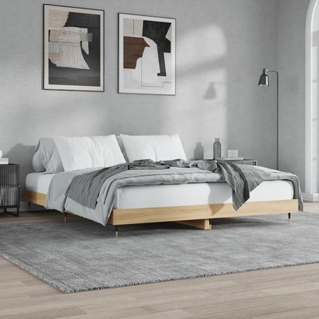 Vidaxl bedframe zonder matras 200x200cm spaanplaat sonoma eikenkleurig