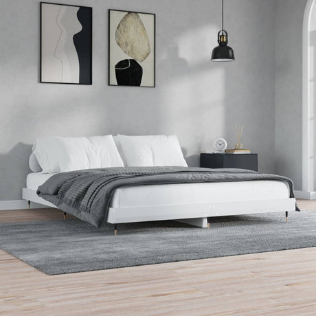 Vidaxl bedframe bewerkt hout hoogglans wit 140x200 cm